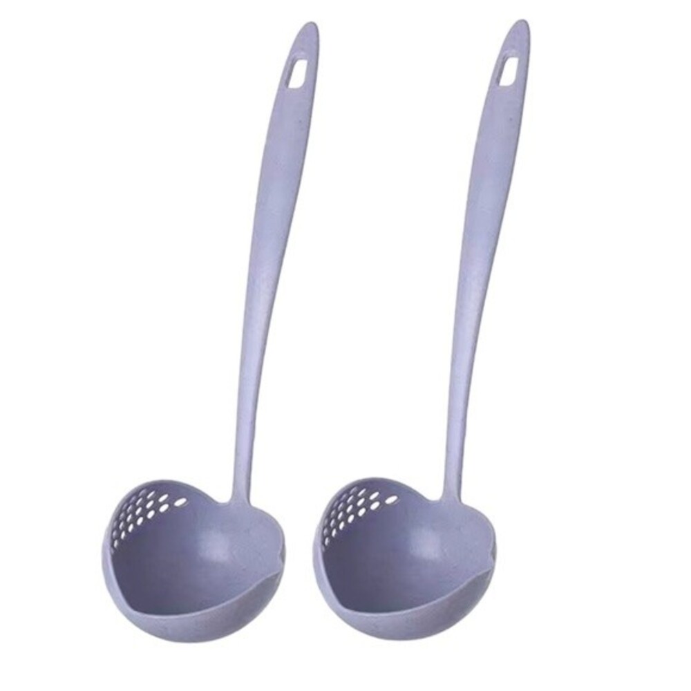 Ladles Plastic Purple 2 PC Skimmer Spoon Filter Strainer Soup Spoon Long Handle